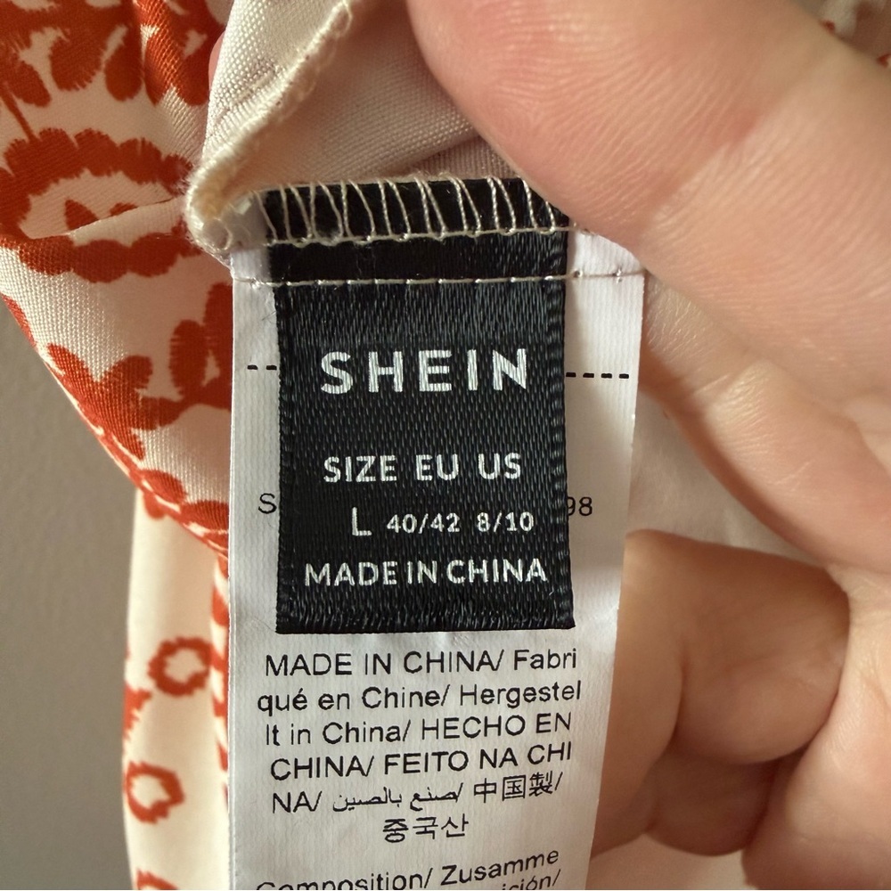 SHEIN Cream & Rust Printed Square Neck Romper - Picture 6 of 7
